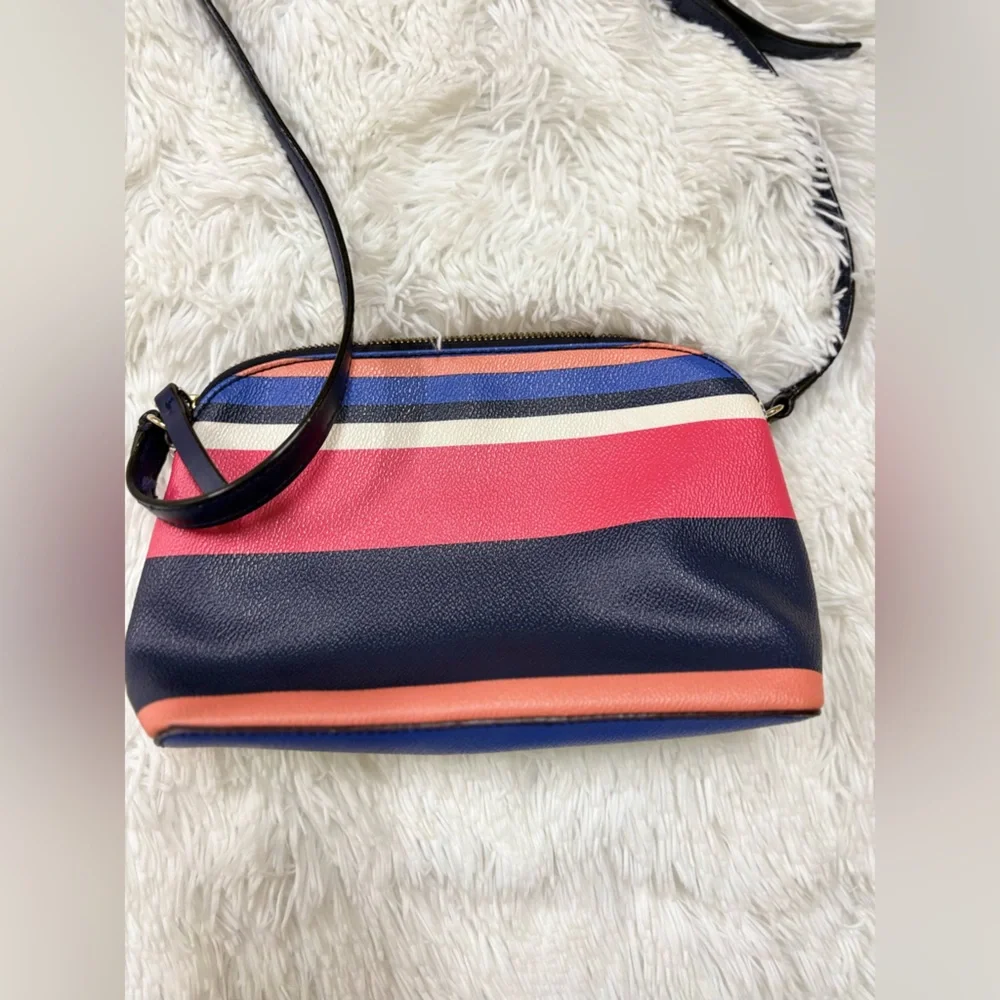 Kate Spade Navy and Pink Striped Crossbody Bag